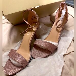 Rose gold glitter high heels. Size 9, never worn.